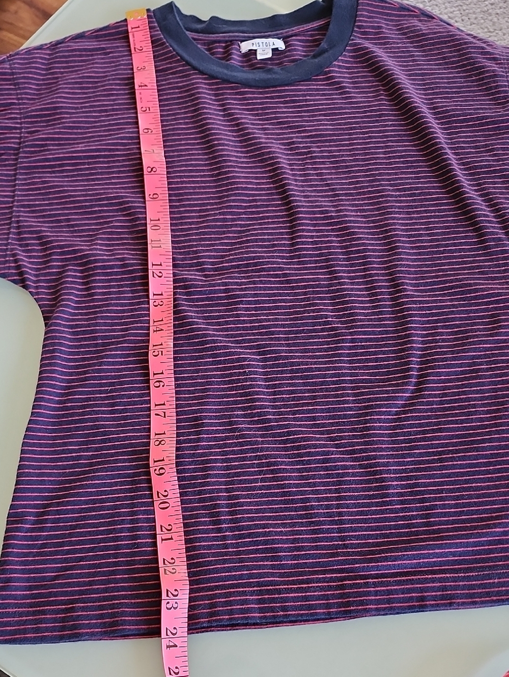 Pistola Marina Purple Stripe Stretch Cap-Sleeve Muscle Tee Top Size M New - Picture 6 of 9